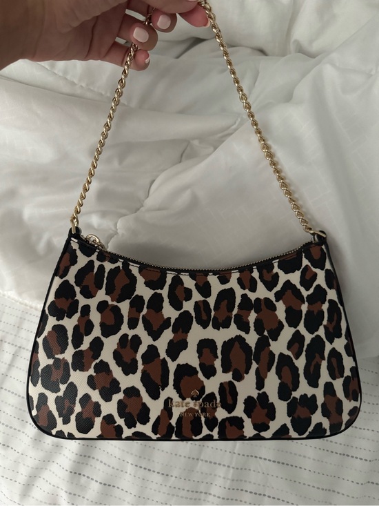kate spade Handbags - kate spade Leopard-Print Shoulder Bag in Brown/Black/Cream with Gold Chain